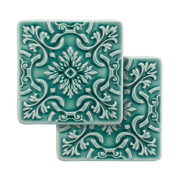Coasters AZULEJO - Set of 6 - Turquoise craclet