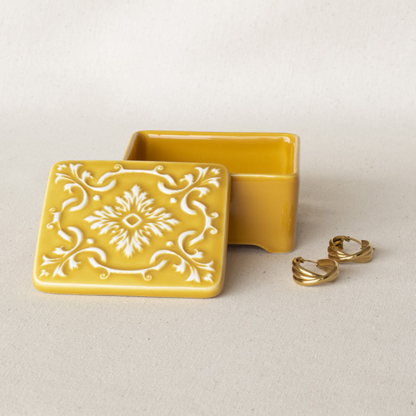 Ceramic Jewelry Box AZULEJO - Yellow