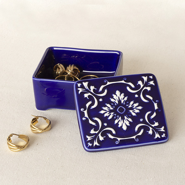 Ceramic Jewelry Box AZULEJO - Azul