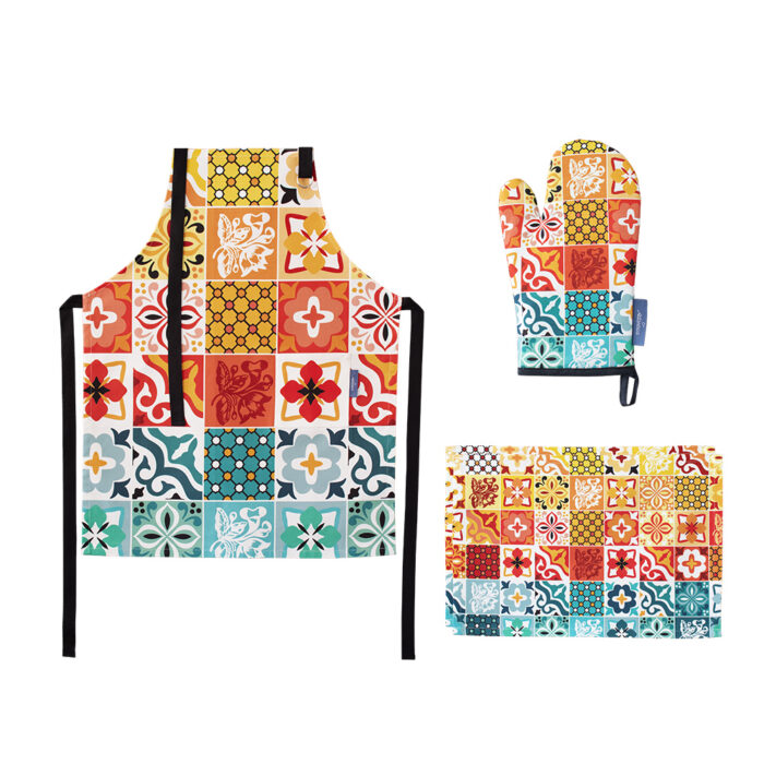 AZULEJO kitchen pack - Apron + Glove + Placemat - Pop