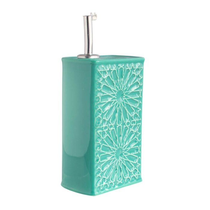 ALICATOS Olive Oil Dispenser 500ml – Ceramic Olive Oil Dispenser with Steel Lid - Verde