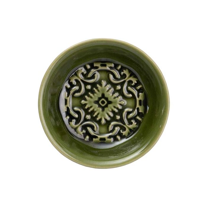 Alternative view of AZULEJO Olive Oil Bottle + 2 Tile Plates – Green Ceramic Olive Oil Set