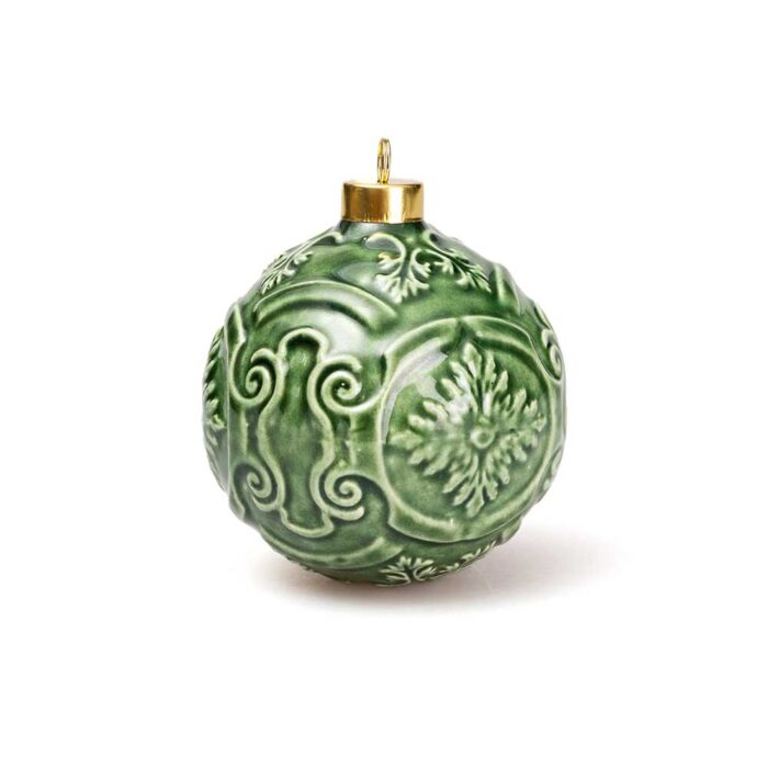 Green decorative ceramic ball, AZULEJO collection.