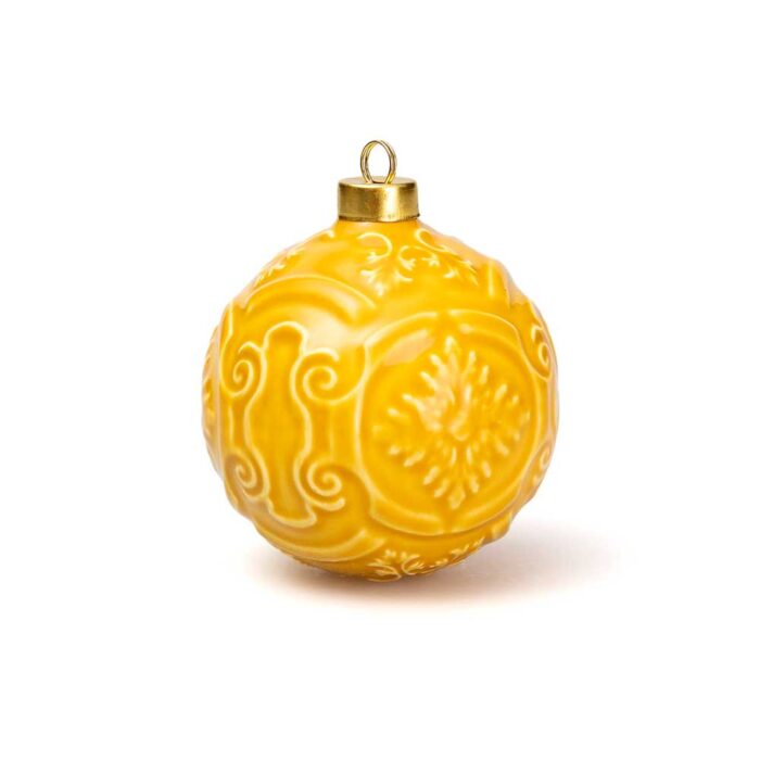 Yellow decorative ceramic ball, AZULEJO collection.